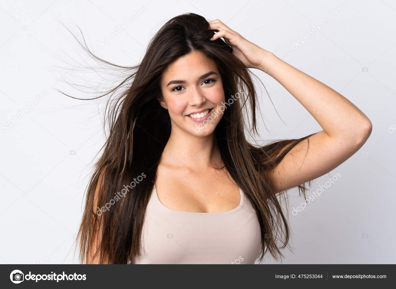 teen brazilian Teenager Brazilian Girl Isolated Background — Stock Photo © luismolinero #475253044