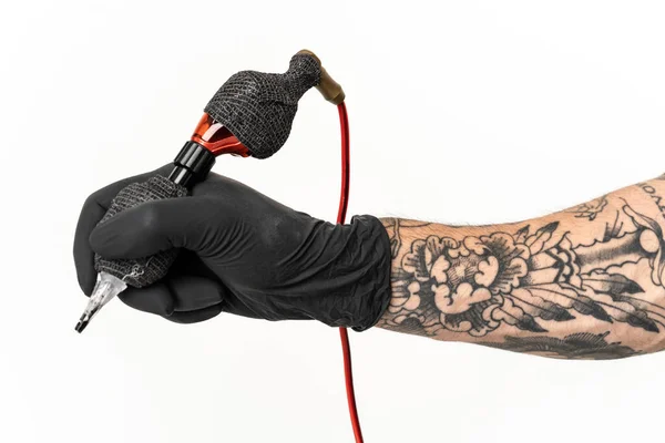 Татуировщик Человек Изолированном Фоне — стоковое фото