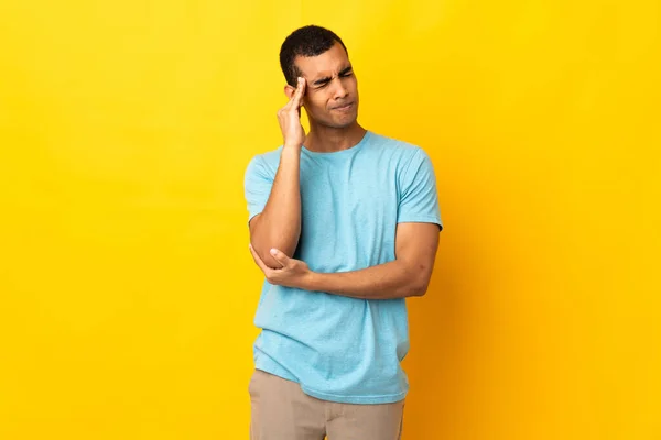 African American Man Isolated Background Headache — Stock Photo, Image