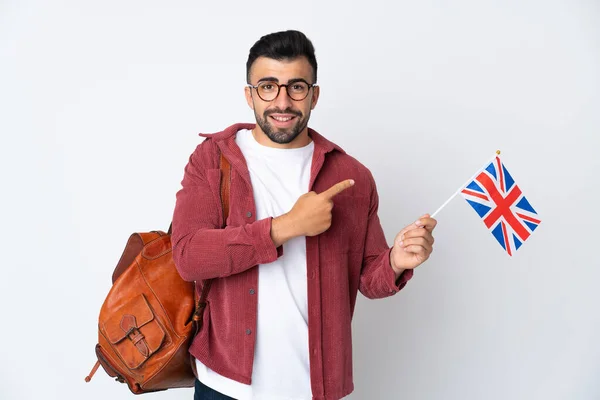 Junger Hispanischer Mann Mit Einer Britischen Flagge Die Zur Seite — Stockfoto