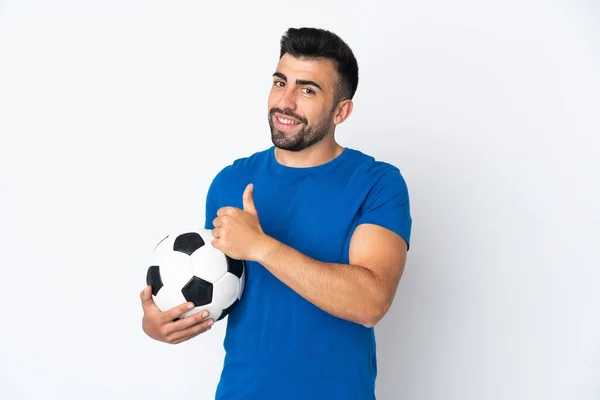 Handsome Young Football Player Man Isolated Wall Giving Thumbs Gesture — Stock Photo, Image