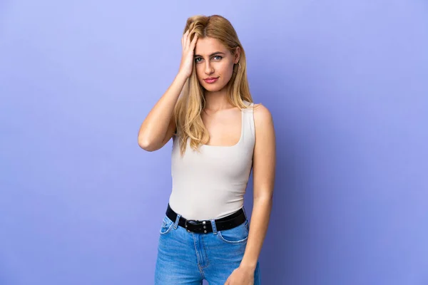 Junge Uruguayische Blonde Frau Mit Isoliertem Hintergrund Und Ausdruck Von — Stockfoto