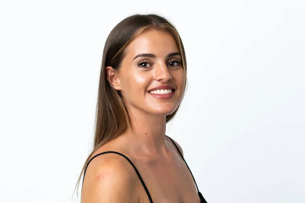 Jeune Femme Uruguayenne Isolée Sur Fond Blanc Portrait — Photo