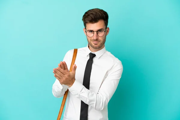 Zakenman Geïsoleerde Achtergrond Applaudisseren Presentatie Een Conferentie — Stockfoto