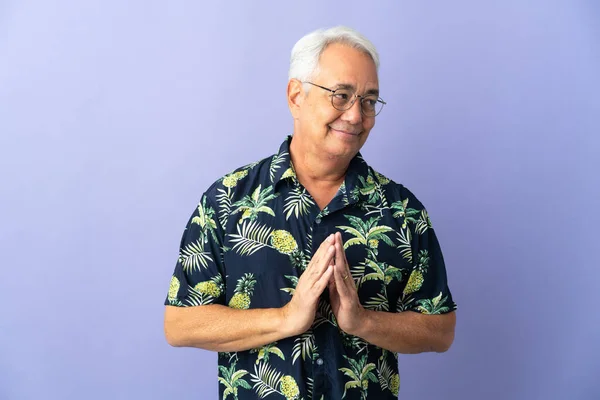 Middle Age Brazilian Man Isolated Purple Background Scheming Something — Foto Stock