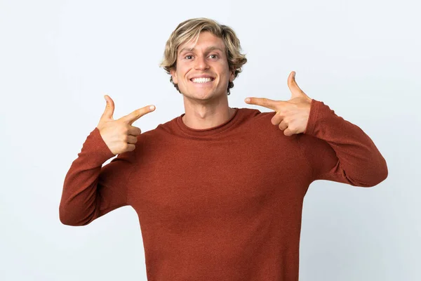 English Man Isolated White Background Giving Thumbs Gesture — Stock Photo, Image