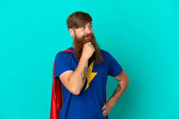 Redhead Man Superhero Costume Thinking — Stock fotografie