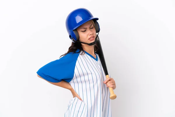 Baseball Giocatore Ragazza Russa Con Casco Pipistrello Isolato Sfondo Bianco — Foto Stock