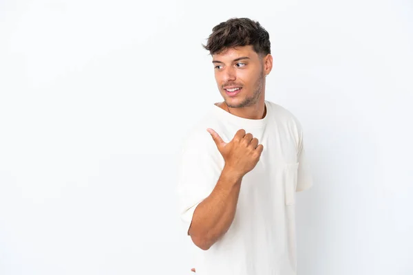 Junger Kaukasischer Gutaussehender Mann Isoliert Auf Weißem Hintergrund Der Zur — Stockfoto
