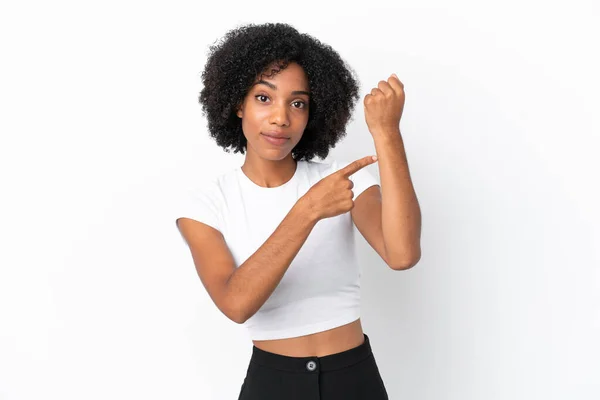 Young African American Woman Isolated White Background Making Gesture Being — Stock Photo, Image