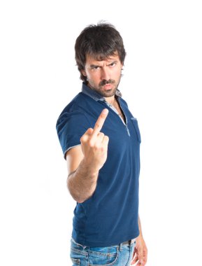 adam yapma boynuz jest beyaz zemin üzerine