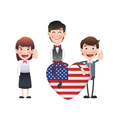 iş adamları ile beyaz zemin üzerine Amerikan Kalp