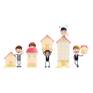 iş adamları izole beyaz zemin üzerinde bir ev 