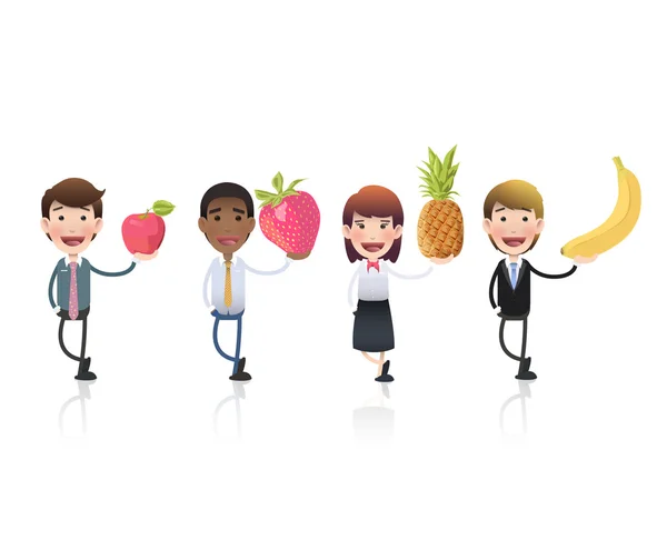 Uomini d'affari con frutta isolata su sfondo bianco. Design vettoriale . — Vettoriale Stock