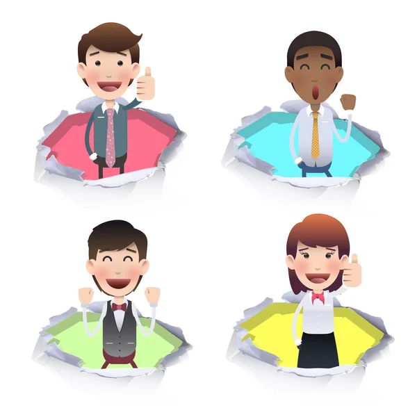 Business people inside hole paper. Vector design. — Stock Vector