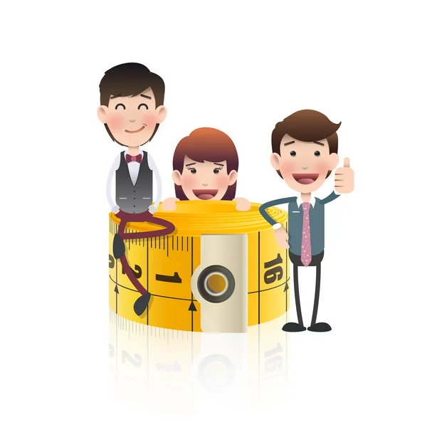 Business people with tape measure. Vector design. — Stock Vector