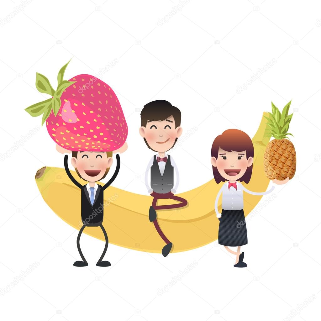 Business people with fruits isolated over white background. Vector design. 
