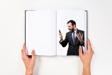 Genç İşadamları için mobil kitap basılmış bağırarak