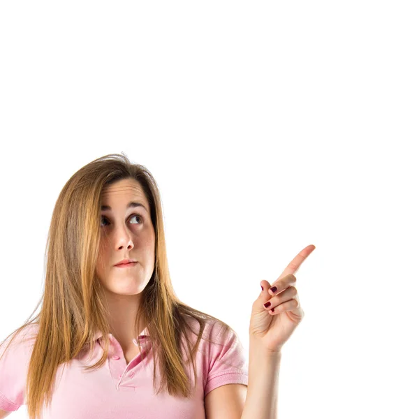 Girl thinking over isolated white background — Stock Photo, Image