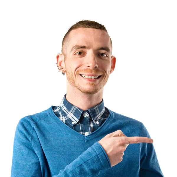 Man pointing over white background — Stock Photo, Image