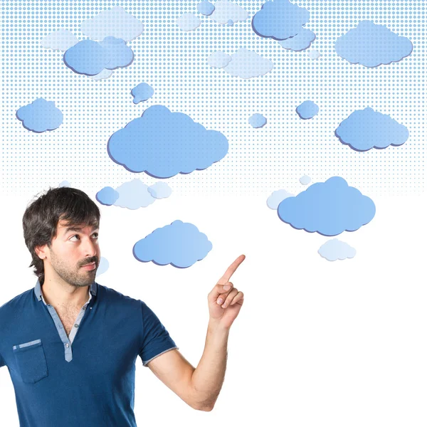 Man thinking over sky background — Stock Photo, Image