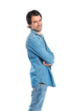 adamın kolları beyaz arka plan üzerinde çarpı işareti.