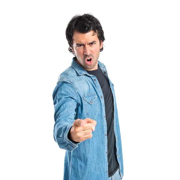 Man shouting over isolated white background — Stock Photo, Image