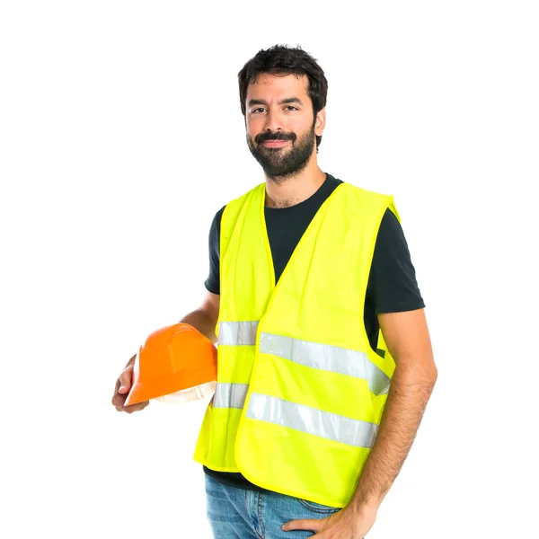 Workman over white background — Stock Photo, Image