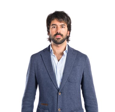 Yakışıklı adam izole beyaz arka plan üzerinde