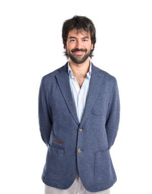 Yakışıklı adam izole beyaz arka plan üzerinde