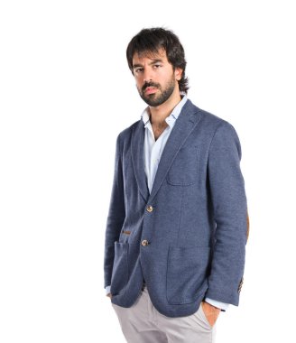 Yakışıklı adam izole beyaz arka plan üzerinde