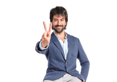 şanslı adam izole beyaz arka plan üzerinde