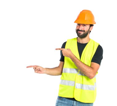Beyaz arka plan üzerinde latertal için işaret işçi