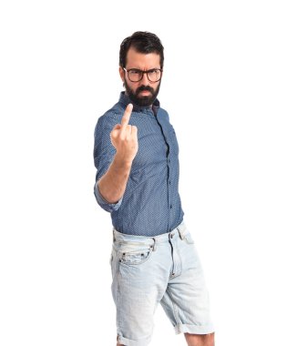 Genç yenilikçi adam korna jest yapma