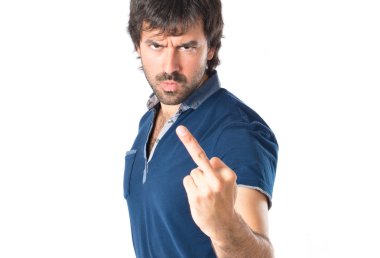 adam yapma boynuz jest beyaz zemin üzerine