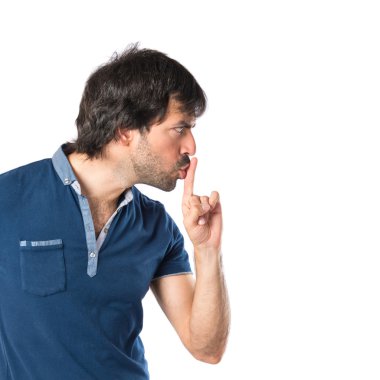 adam yapma sessizlik jest izole beyaz zemin üzerine