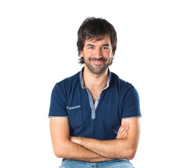 adamın kolları beyaz arka plan üzerinde çarpı işareti.  