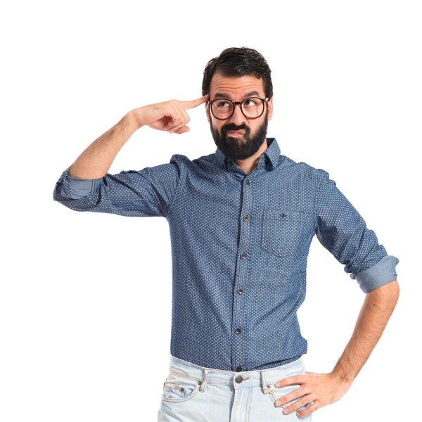 Young hipster man making crazy gesture — Stock Photo, Image