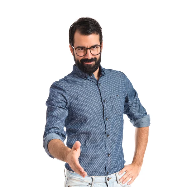 Joven hipster haciendo un trato — Foto de Stock