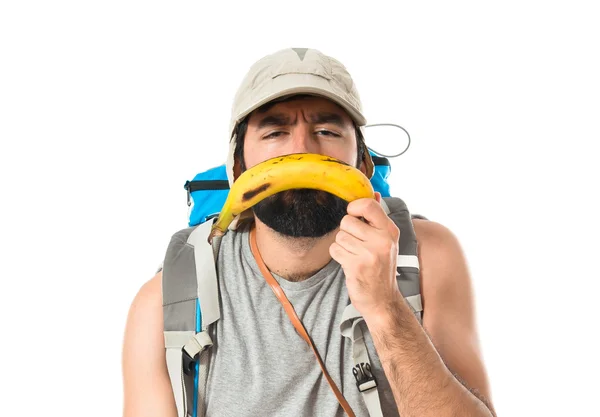 Άνθρωπος κάνοντας μπανάνας λυπηρή χειρονομία — Φωτογραφία Αρχείου