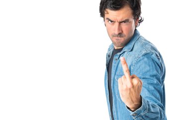 adam yapma boynuz jest beyaz zemin üzerine