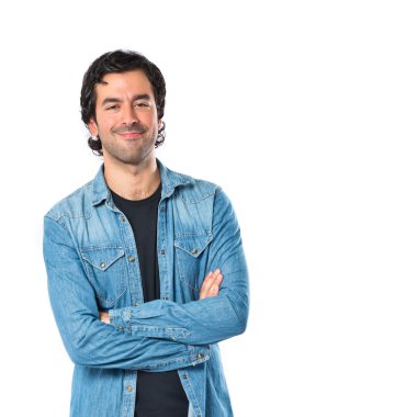 adamın kolları beyaz arka plan üzerinde çarpı işareti.