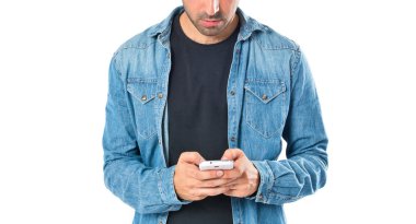 adam bir msn mobile tarafından beyaz zemin yazma.  