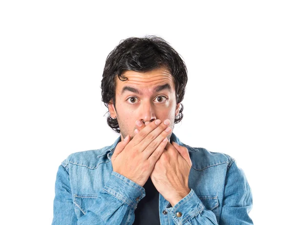 Man doing surprise gesture over white background — Stock Photo, Image