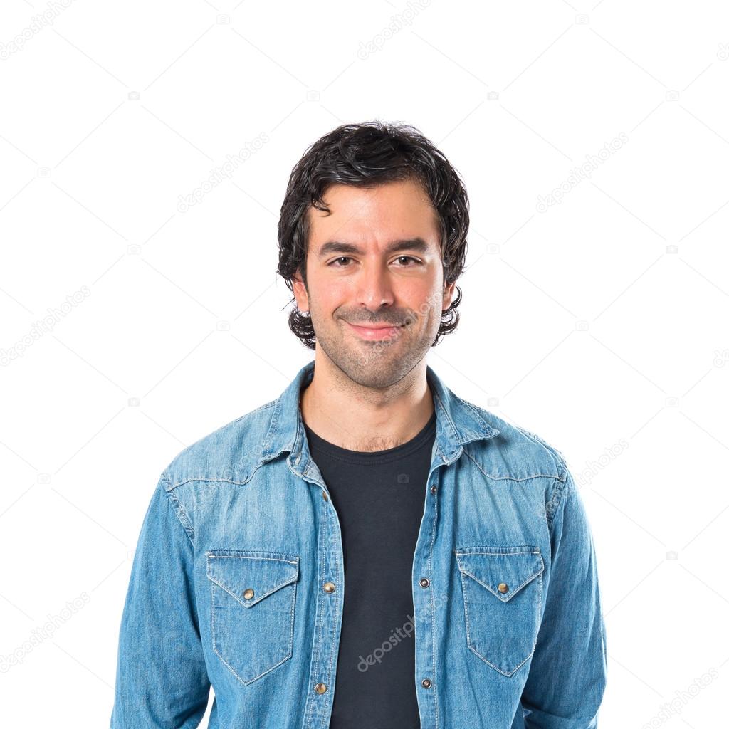 Man over isolated white background