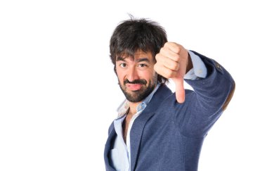 Kötü bir sinyal beyaz arka plan üzerinde iş işadamı