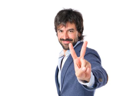şanslı adam izole beyaz arka plan üzerinde