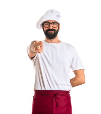 Şef önüne beyaz arka plan üzerinde işaret