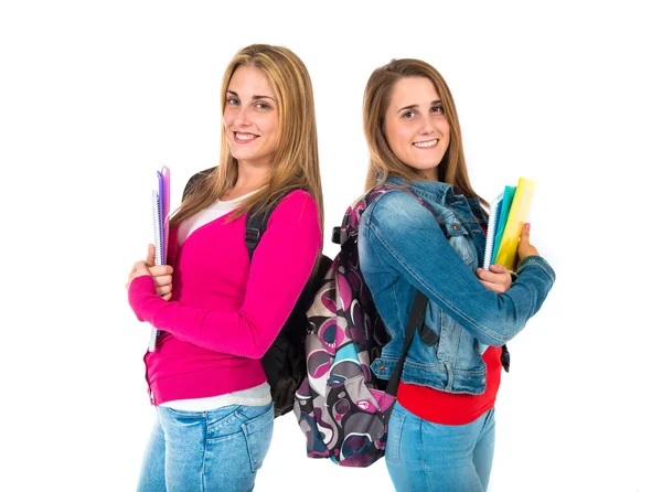 Student vrouwen ouder dan geïsoleerde witte achtergrond — Stockfoto