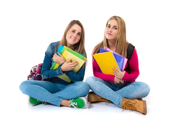 Estudiantes sobre fondo blanco aislado — Foto de Stock